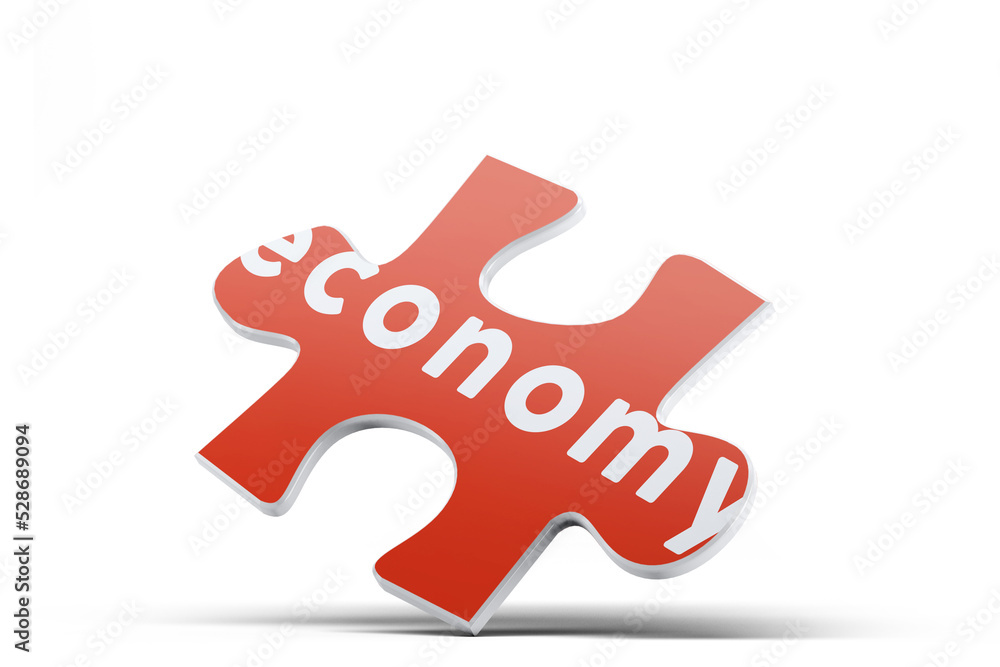 One Piece of Jigsaw Puzzle with Economy Text One Piece of Jigsaw Puzzle with Economy Text