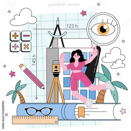 Surveyor concept. Land surveying technology, geodesy science.