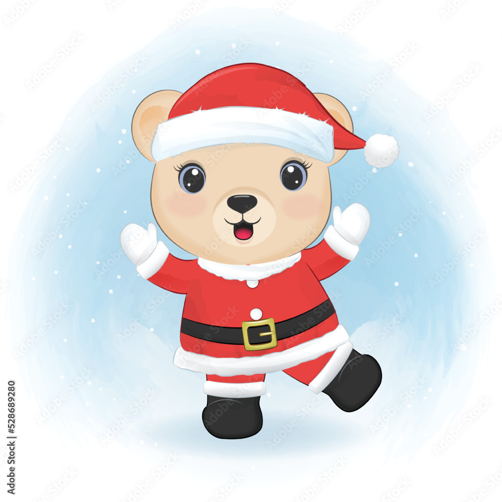 Cute Bear in santa costume Christmas season illustration Cute Bear in santa costume Christmas season illustration