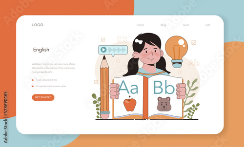 English class web banner or landing page. Study foreign languages