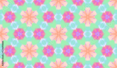 Ethnic geometric flower shape colorful seamless pattern. Design for decorating,background, wallpaper, illustration, fabric, clothing, batik, carpet, embroidery. 