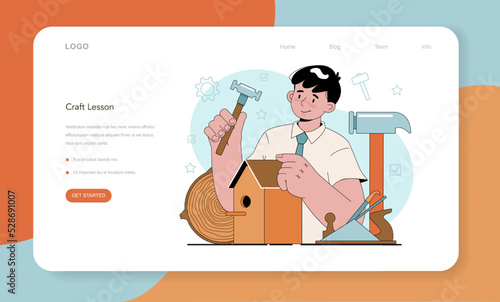 Crafting and modeling school course web banner or landing page