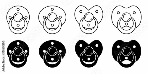 baby Dummy pacifier icon set isolated on white background