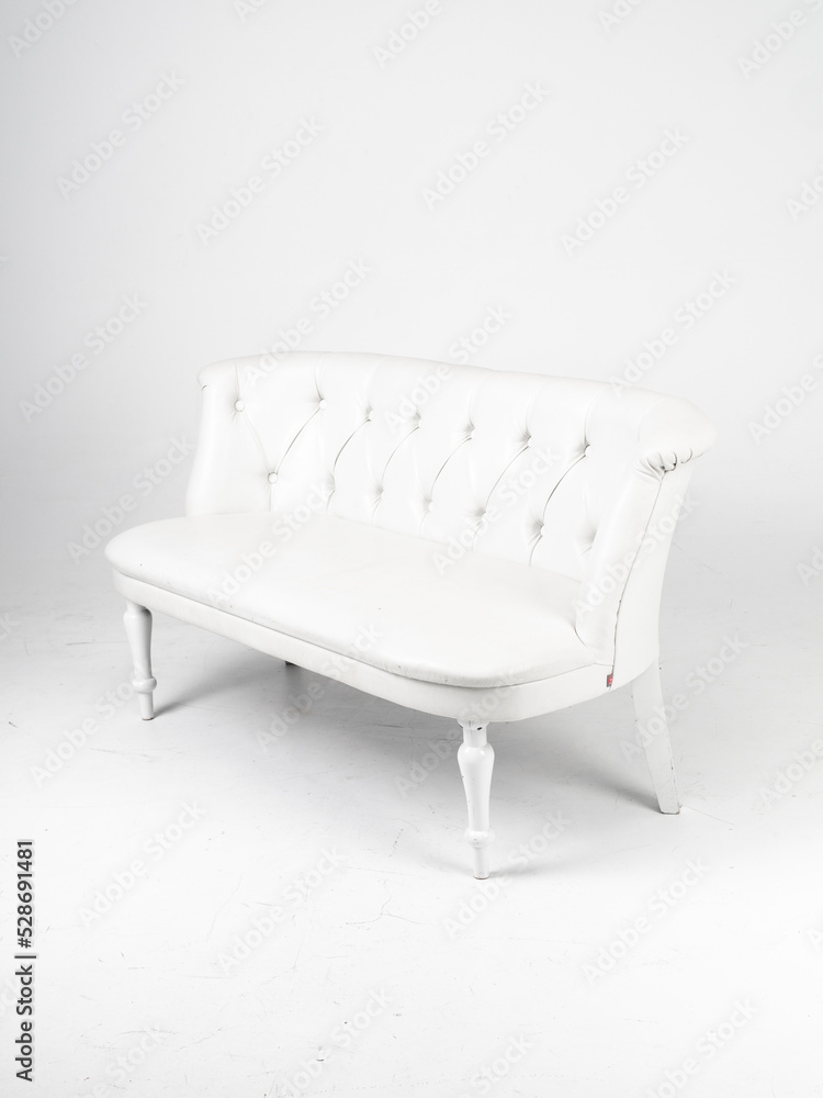 White skin sofa on white background