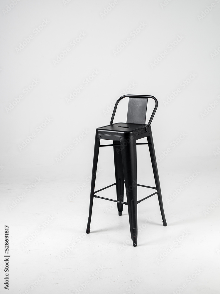 Black bar chairs on white background