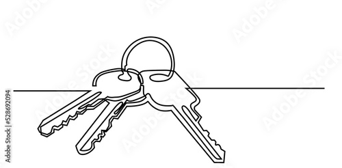 Continuous line key isolated vector object - keys