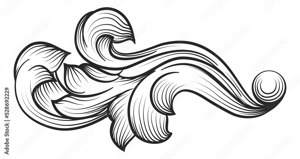 Decorative floral branch in retro ornamental filigree style Decorative floral branch in retro ornamental filigree style