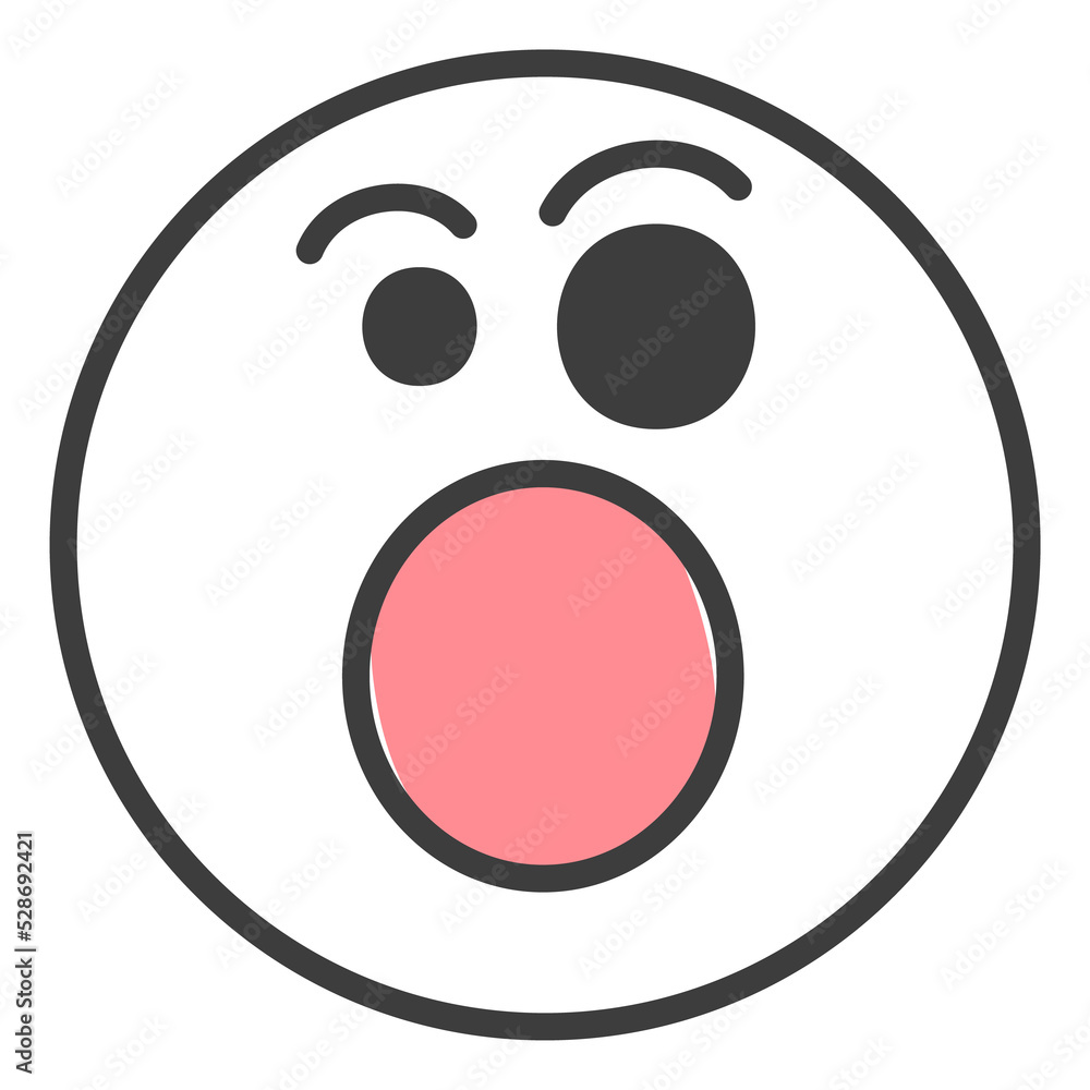 Shock face. Astonished emoji with wide open mouth Shock face. Astonished emoji with wide open mouth