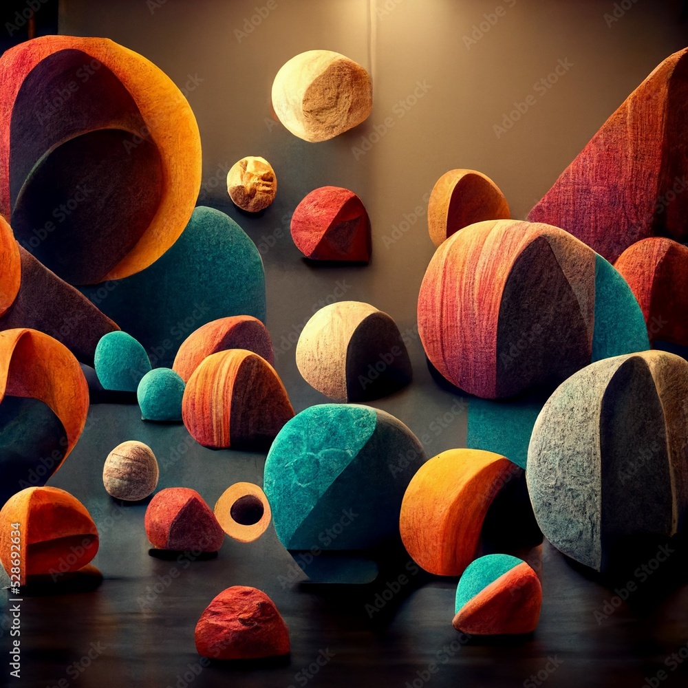 Abstract concept art 3D vibrant colors. Patterns, textures and ...