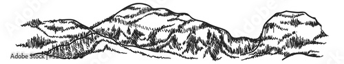 Hill range sketch. Mountain landscape. Nature symbol photo