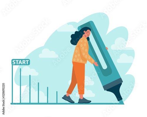Beginner or newbie concept. New employee starting a career, project or task.