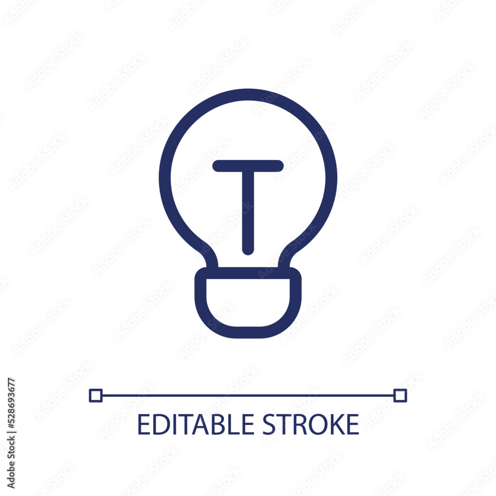 Light bulb pixel perfect linear ui icon. Incandescent lamp. Search for idea. Light source. GUI, UX design. Outline isolated user interface element for app and web. Editable stroke. Arial font used Light bulb pixel perfect linear ui icon. Incandescent lamp. Search for idea. Light source. GUI, UX design. Outline isolated user interface element for app and web. Editable stroke. Arial font used