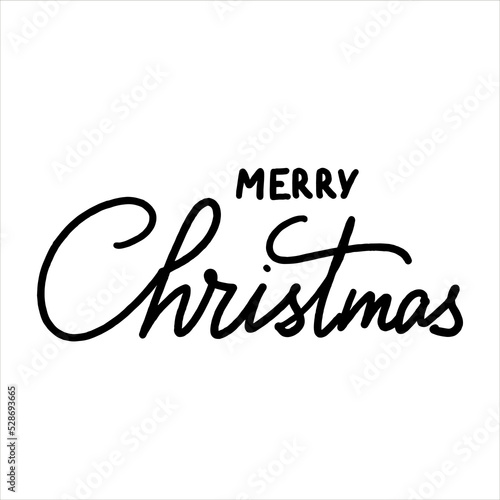 Merry Christmas Beautiful greeting card phrase with calligraphy black text word. Hand drawn design elements. Handwritten modern brush lettering isolated vector
