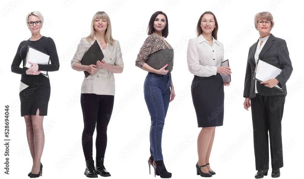 Obraz premium group of successful people with notepad in hands isolated