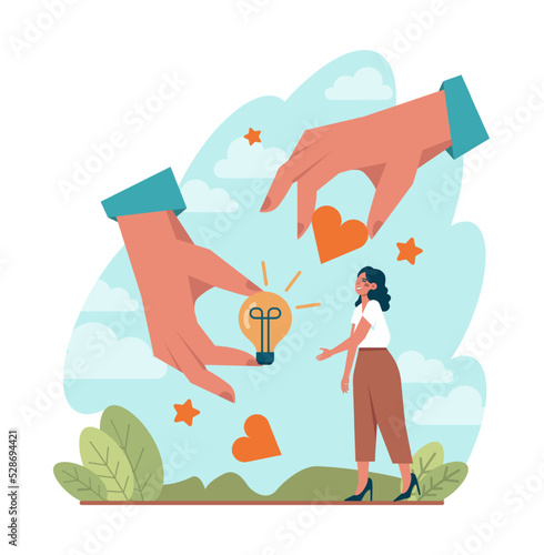 Support concept. Character help each other in solving problems.