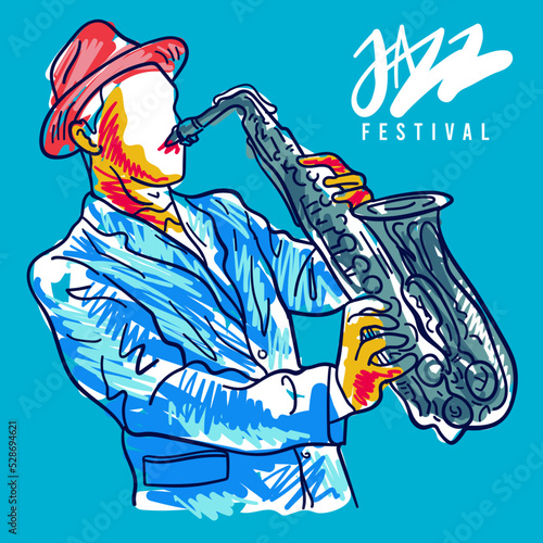 Jazz saxophone player. abstract vector illustration for jazz poster