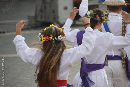 Basque folk dancer in the street