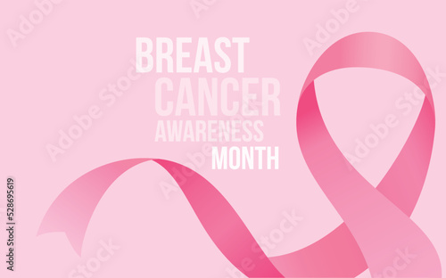 Breast cancer awareness month vector illustration with silky pink ribbon. photo