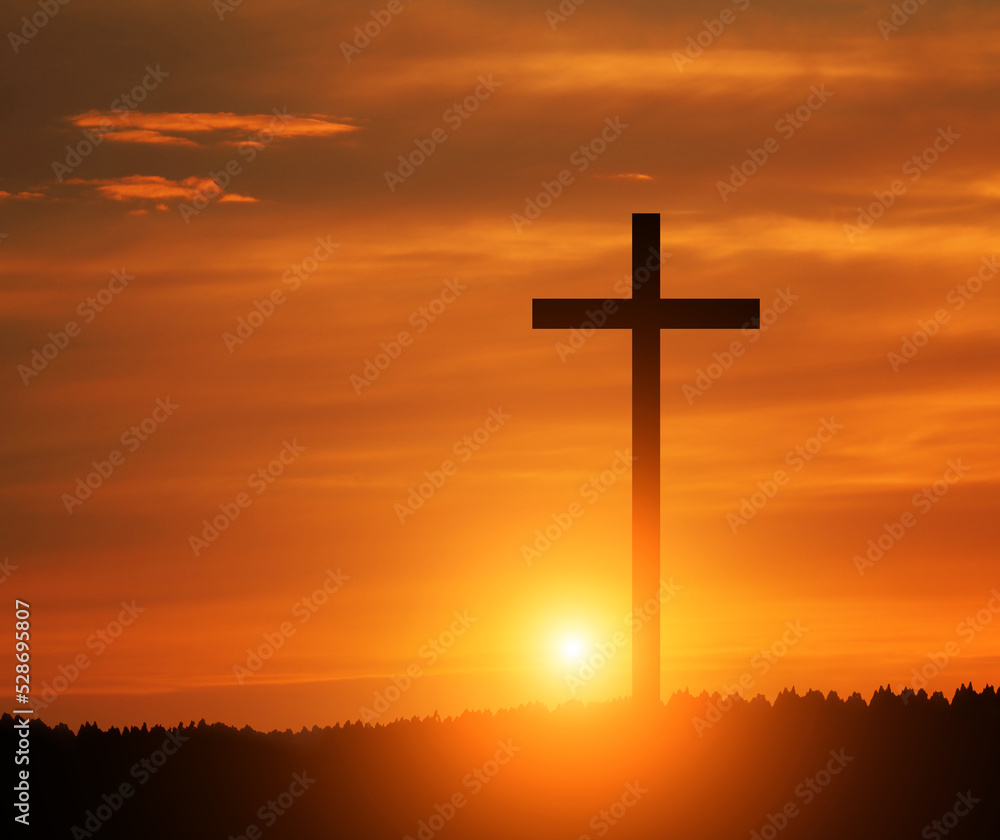 Good Friday concept. Cross on sky background.