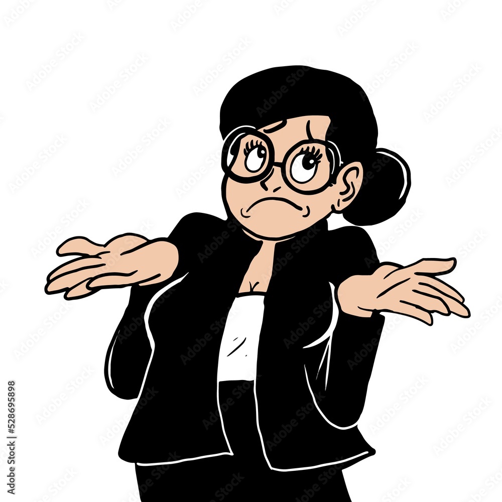 Cartoon office lady feels don't know how to help with work Cartoon office lady feels don't know how to help with work