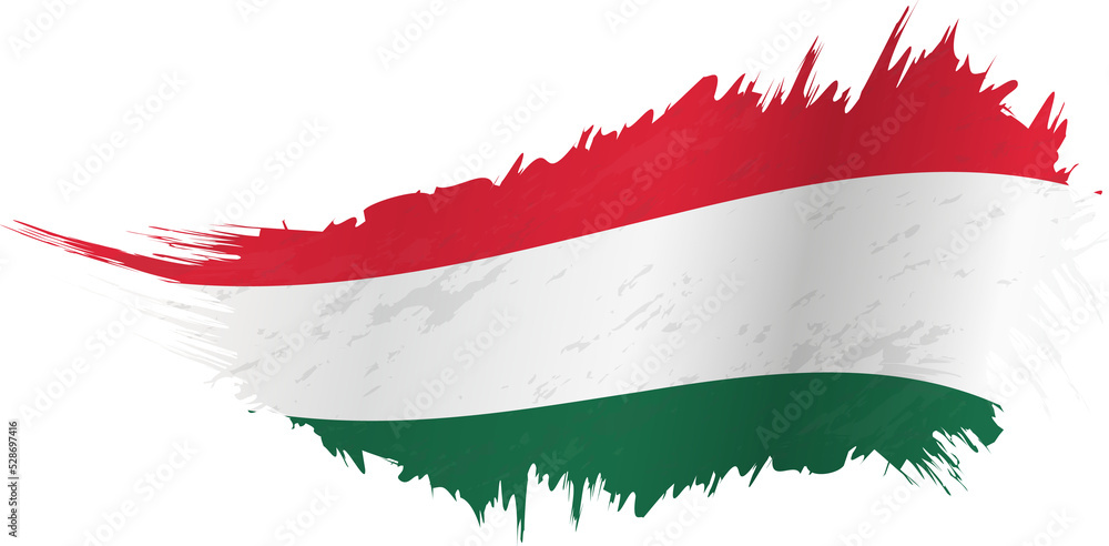 Flag of Hungary in grunge style with waving effect.