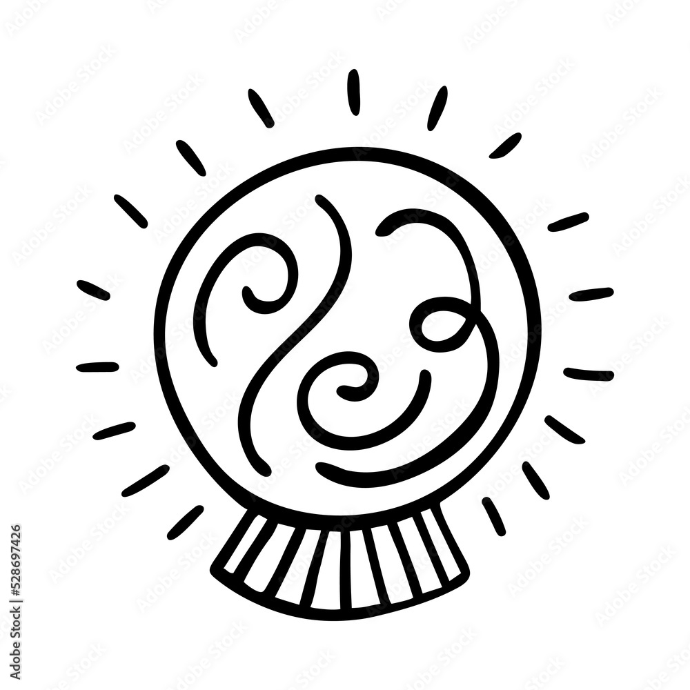 Doodle magic crystal ball. Mystical and magical ritual. Hand-drawn vector illustration Doodle magic crystal ball. Mystical and magical ritual. Hand-drawn vector illustration