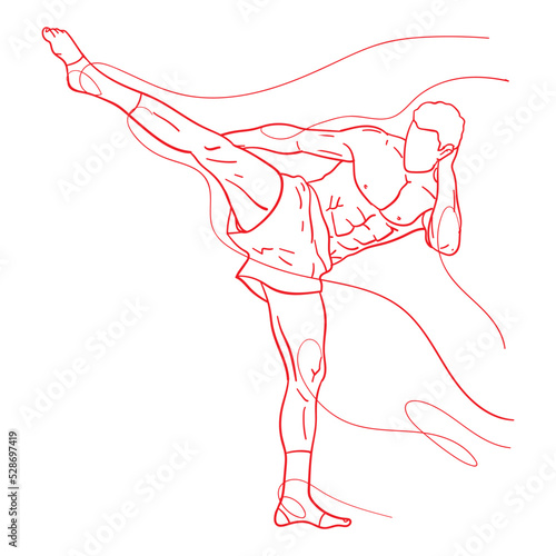 Muay Thai kickboxing kickboxer boxing men. Sport Illustration
