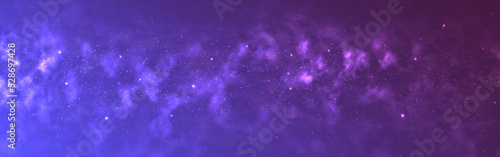 Milky way galaxy. Realistic beautiful space texture. Wide cosmos with color nebula. Deep luminous universe with bright stars. Outer space wallpaper. Glowing constellations. Vector illustration
