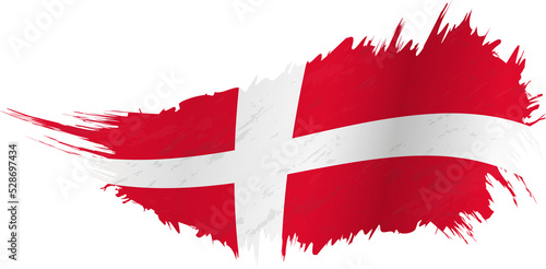 Flag of Denmark in grunge style with waving effect. photo