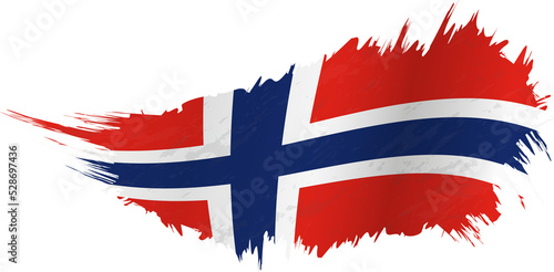 Flag of Norway in grunge style with waving effect.