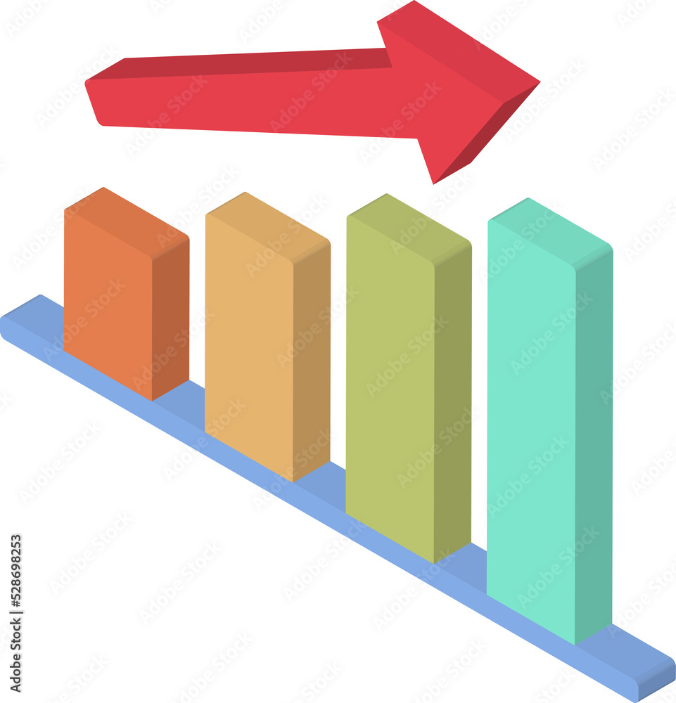 3d icon growing bar chart with rising arrow isometric left 3d icon growing bar chart with rising arrow isometric left