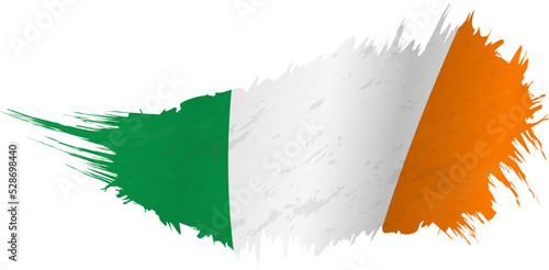 Flag of Ireland in grunge style with waving effect. photo