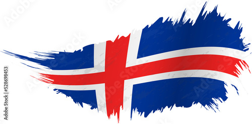Flag of Iceland in grunge style with waving effect. photo