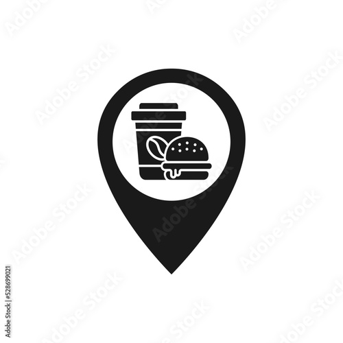 Restaurant or food store location pin pointer icon flat style isolated on white background. Vector illustration