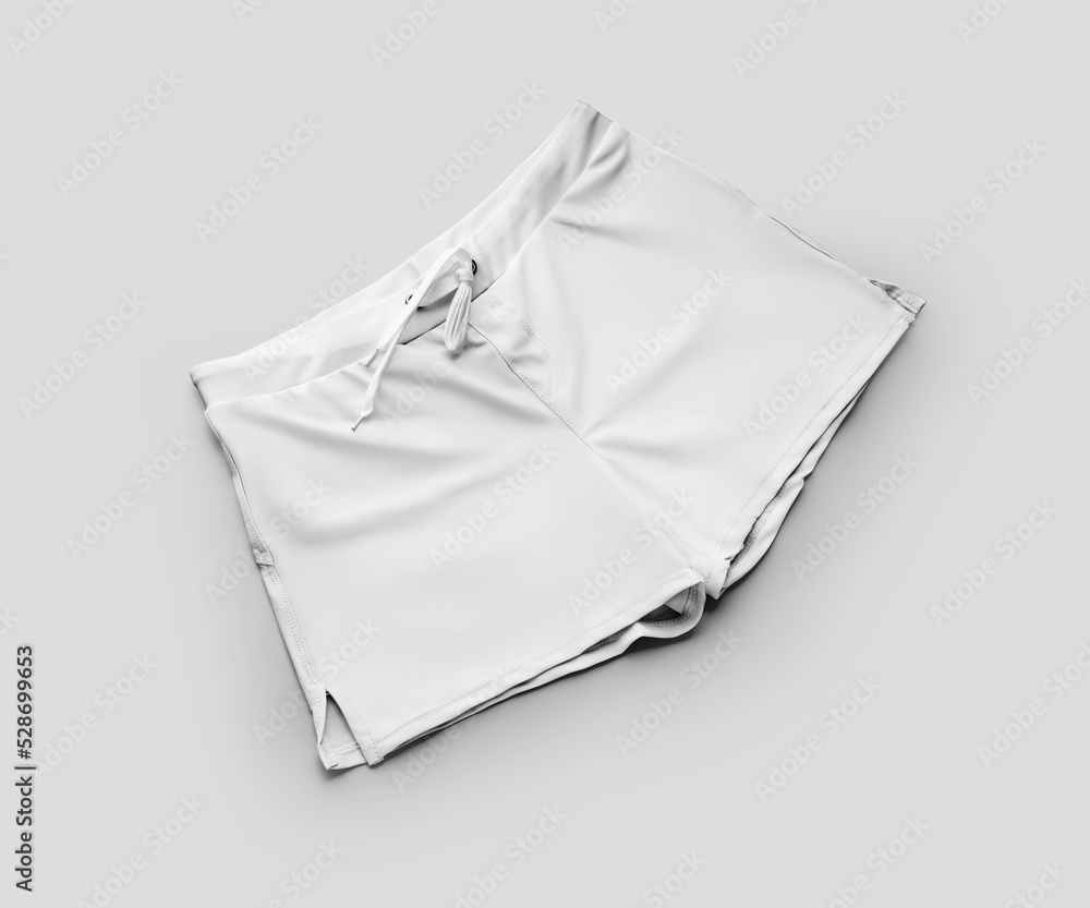 Naklejka premium Mockup of male swimming trunks, subject close-up with ties, isolated on background, front view.