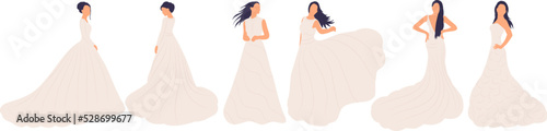 brides in flat style, isolated vector collection