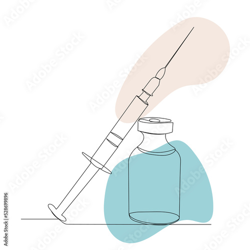 vaccine one continuous line drawing, vector