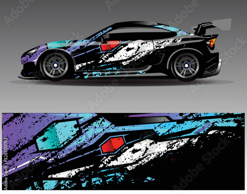 Car wrap design vector. Graphic abstract stripe racing background kit designs for wrap vehicle  race car  rally  adventure and livery