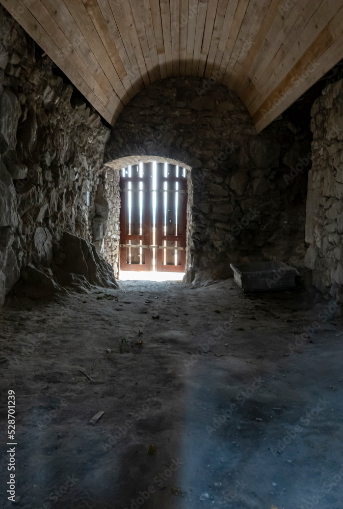 Interior of the ruins of Vinne Castle in Slovakia during reconstruction