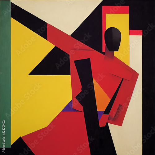 Art in the style of Suprematism. Woman dances photo