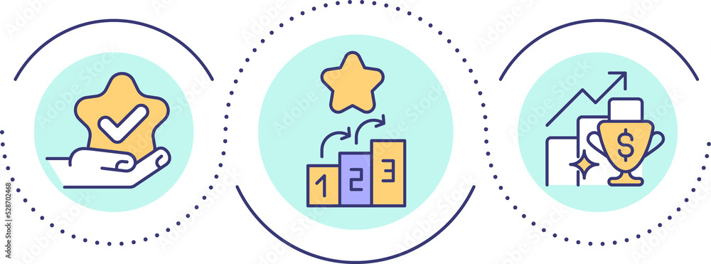 Fototapeta premium Development and achievement loop concept icon. Winner award. Strategy to get success abstract idea thin line illustration. Isolated outline drawing. Editable stroke. Arial font used