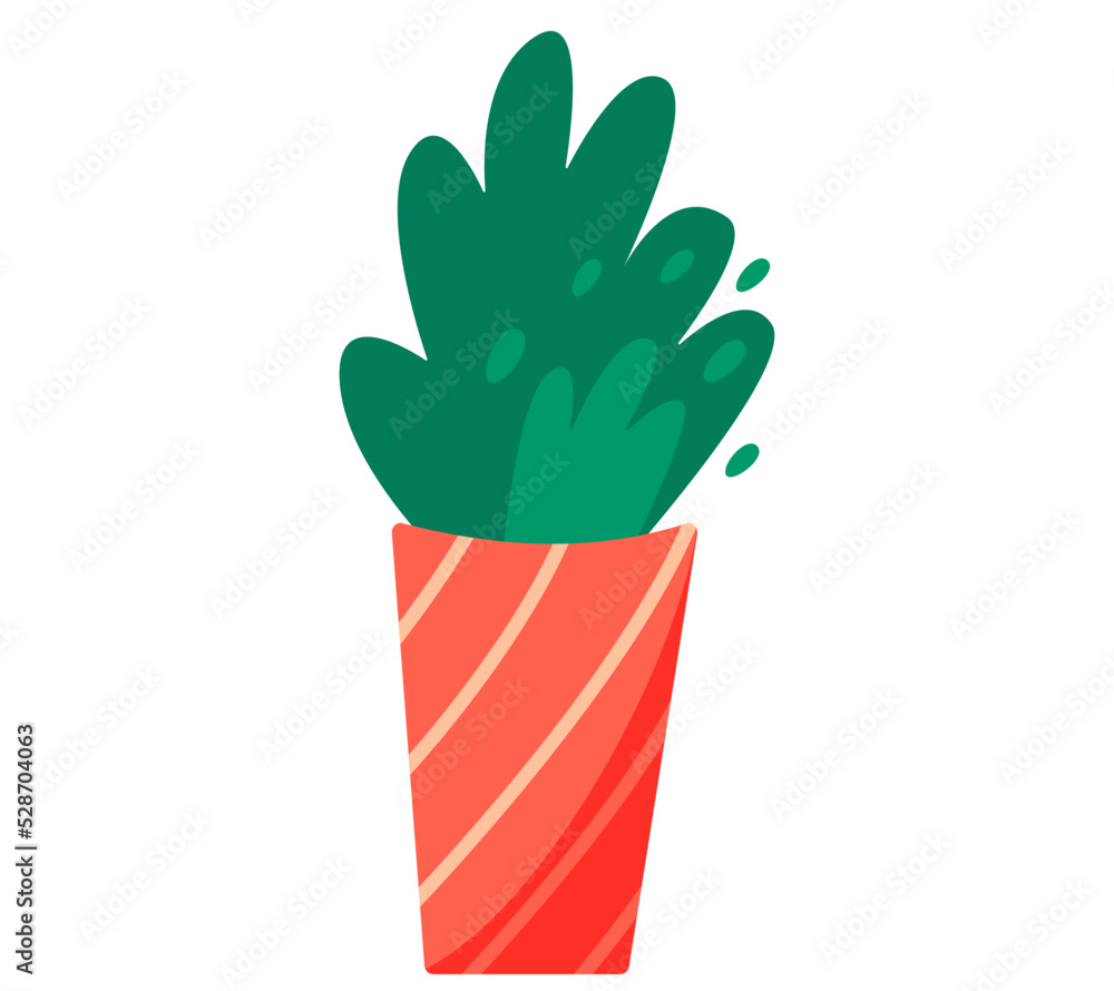Pot with houseplant isolated at white background. Vector flowerpot of decorative green plant with long leaves in ceramic pot. Indoor plant concept of domestic greenery. Icon for home interior plant Pot with houseplant isolated at white background. Vector flowerpot of decorative green plant with long leaves in ceramic pot. Indoor plant concept of domestic greenery. Icon for home interior plant
