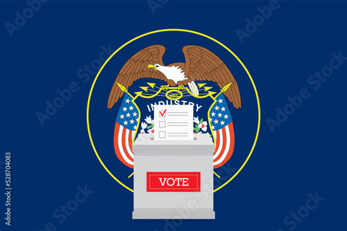 State flag and ballot box. Presidential elections in Utah state