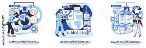 Change climate awareness metaphor, saving planet, World Environment Day, global warming ecological problems. human-induced observed and projected long-term changes mean climate. Nature saving strategy