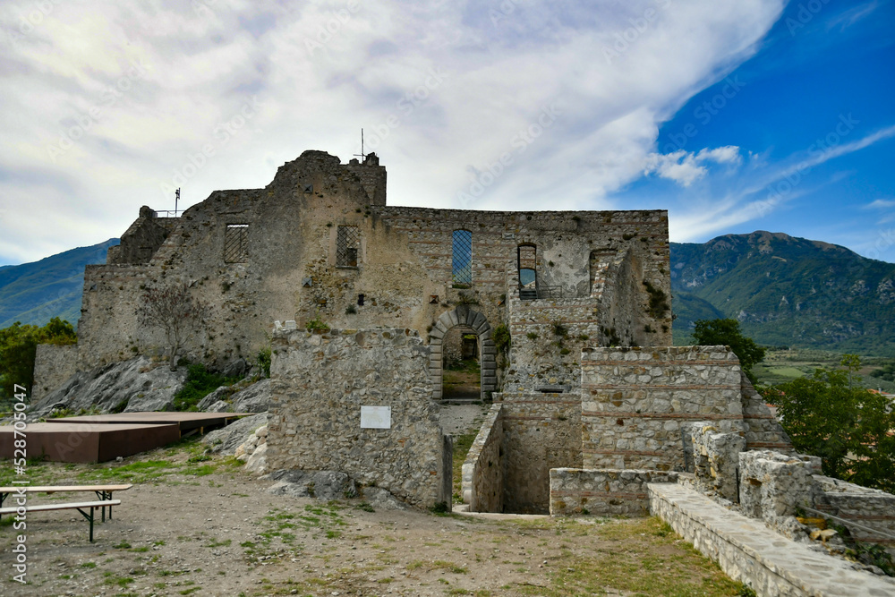 The ruins of the castle of Quaglietta, a medieval village in the province of Salerno in Italy.