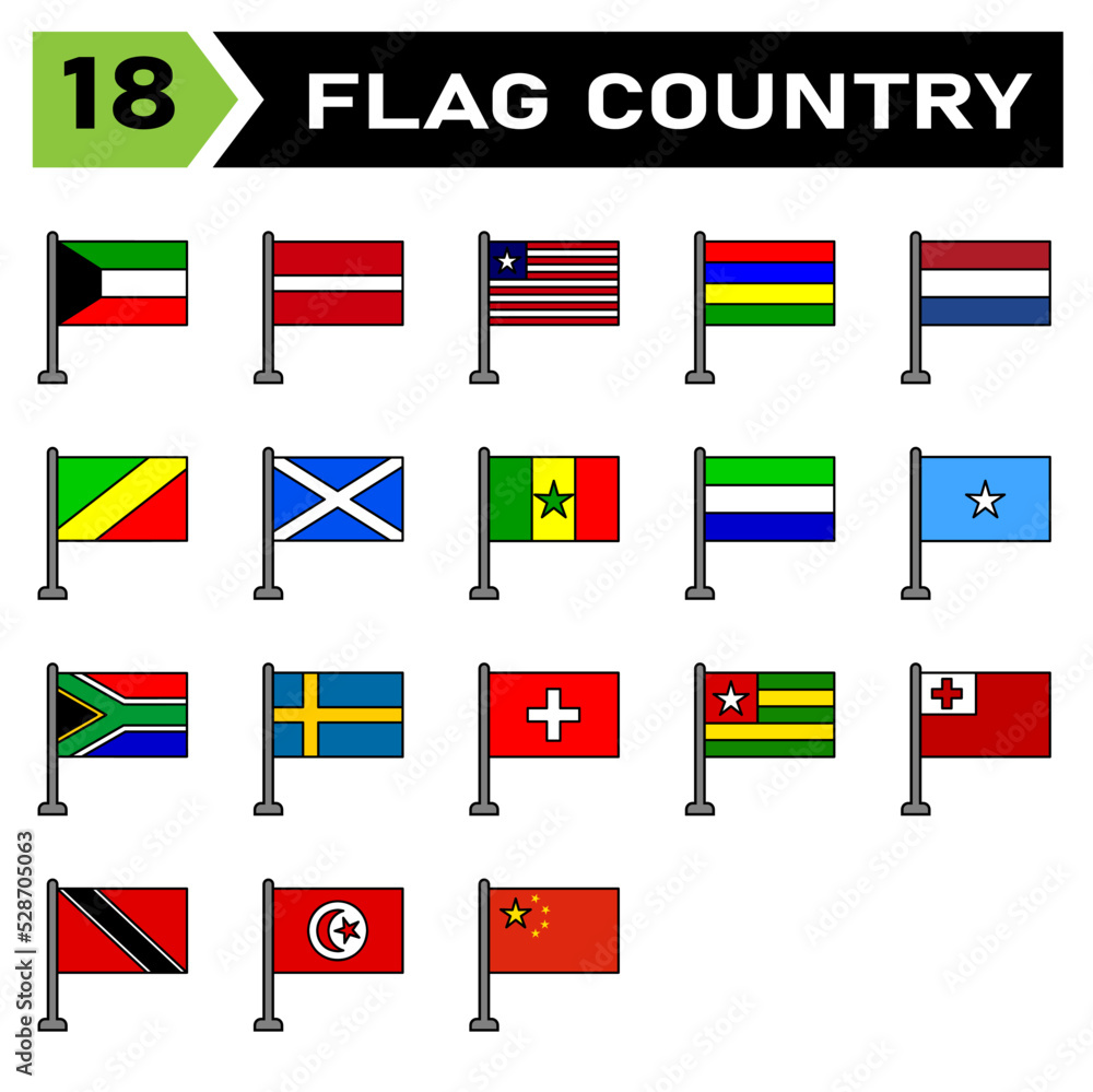 Flag country icon set include country, flag, symbol, national, travel, illustration, nation, icon, vector, emblem, set, sign, continent, international, all, kuwait, latvia, liberia, mauritius Flag country icon set include country, flag, symbol, national, travel, illustration, nation, icon, vector, emblem, set, sign, continent, international, all, kuwait, latvia, liberia, mauritius