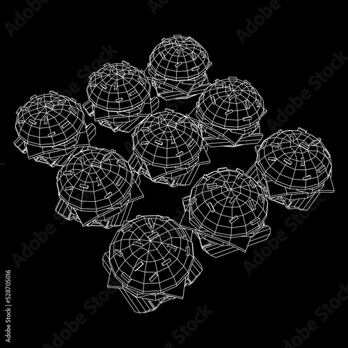 Hamburger or cheeseburger wireframe low poly mesh
