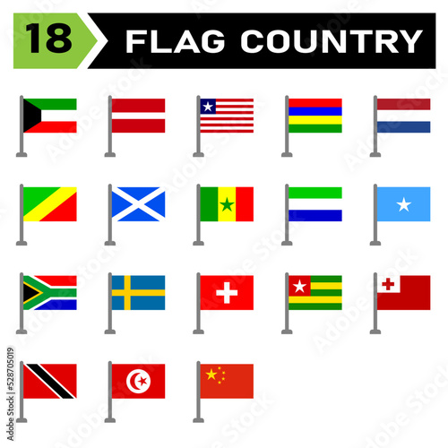 Free Download Flag country icon set include country, flag, symbol, national, travel, illustration, nation, icon, vector, emblem, set, sign, continent, international, all, kuwait, latvia, liberia, mauritius - GFXLoad