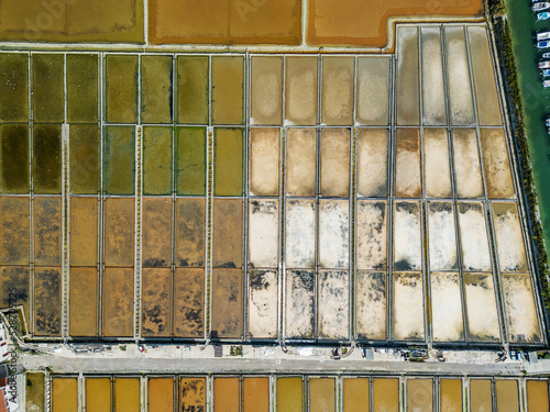Konstfotografi Aerial view of Strunjan saltworks and beautiful soft focus pattern or texture for backgrounds