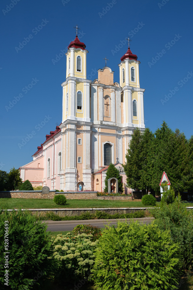 Old ancient catholic church of St George in Vornyany, Grodno region, Ostrovets district, Belarus.